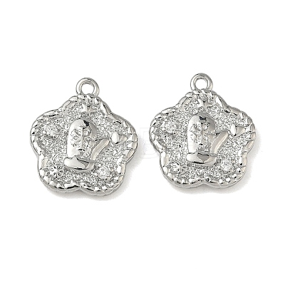 Christmas Brass Micro Pave Clear Cubic Zirconia Pendants KK-A280-03E-P-1