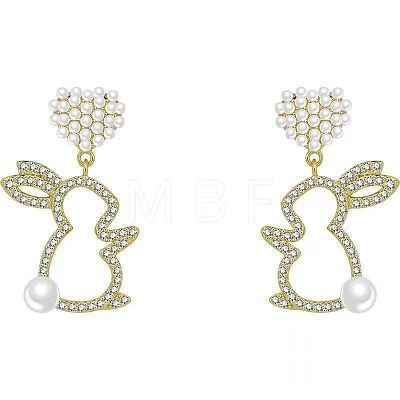 Rabbit Alloy & Rhinestone Dangle Stud Earrings FS-WG14827-01-1