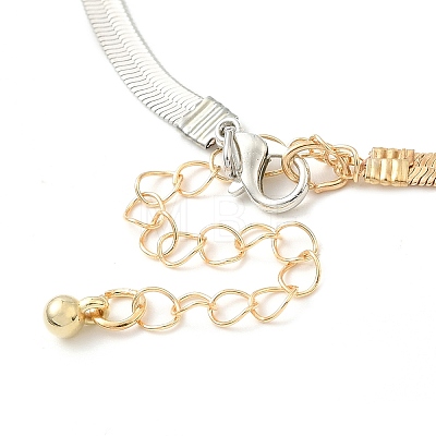 Two Tone Brass Herringbone Chains Lariat Necklaces NJEW-P289-07G-1