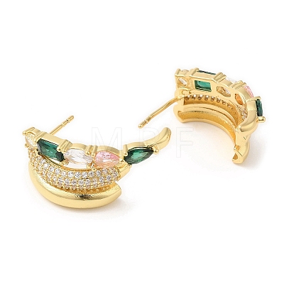 Emerald Rhinestone Claw Stud Earrings EJEW-D059-04G-02-1