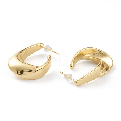 Brass Half Hoop Earrings EJEW-A056-29G-1
