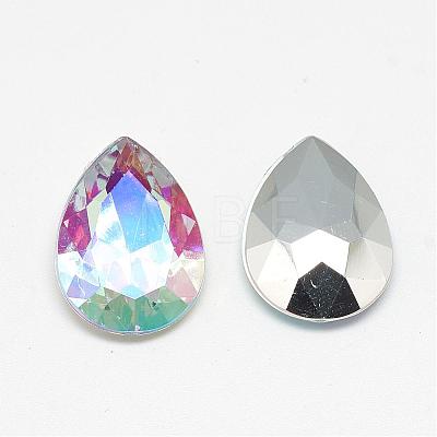 Acrylic Rhinestone Pointed Back Cabochons GACR-Q013-13x18-18AB-1