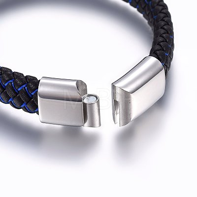 Leather Braided Cord Bracelets BJEW-E345-07P-1