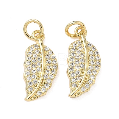 Brass Micro Pave Clear Cubic Zirconia Charms KK-F930-04G-1