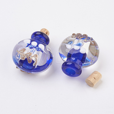 Handmade Silver Foil Lampwork Perfume Bottle Pendants FOIL-P001-A-1