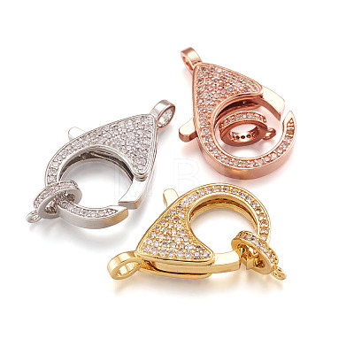 Brass Micro Pave Cubic Zirconia Lobster Claw Clasps ZIRC-TA0001-12-1