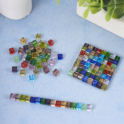 128Pcs 16 Colors Glass Imitation Austrian Crystal Beads GLAA-TA0001-50-1