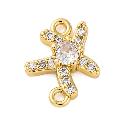 Brass Clear Cubic Zirconia Connector Charms/Links FIND-L019-07G-05-1