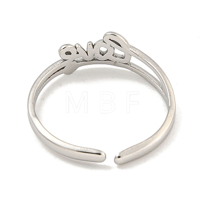 Non-Tarnish 304 Stainless Steel Word Love Open Cuff Ring for Women RJEW-A043-17P-1