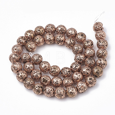 Electroplated Natural Lava Rock Beads Strands G-T098-01B-06-1