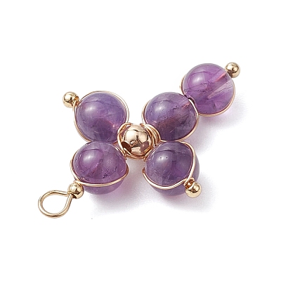 Natural Amethyst Pendants PALLOY-JF02885-04-1