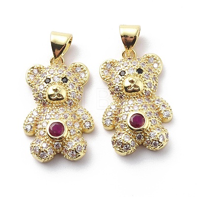 Brass Cubic Zirconia Pendants KK-G446-26G-02-1