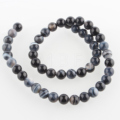 Natural Gemstone Agate Round Bead Strands G-E233-04-1