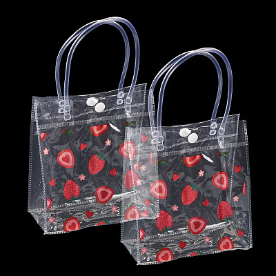 Rectangle Transparent Printed PVC Plastic Gift Tote Bags ABAG-TADJ0002-002D-1