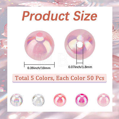 5 Colors Transparent Acrylic Beads MACR-PA0001-03C-02-1