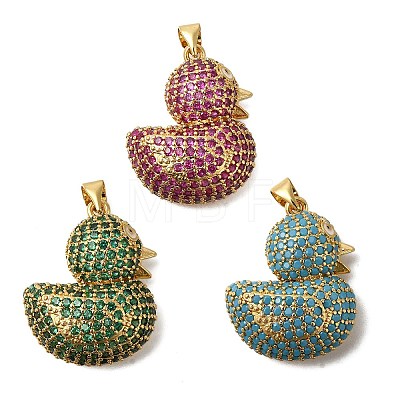 Rack Plating Brass Micro Pave Cubic Zirconia Pendants ZIRC-F142-01G-1