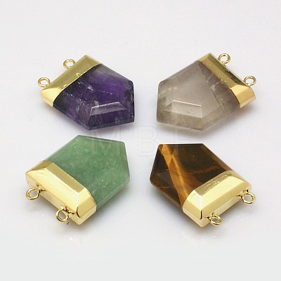 Gemstone Point Pendants with Golden Tone Brass Findings G-P053-G32-1