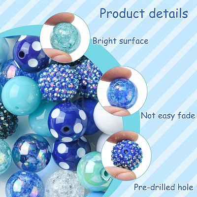 50Pcs Chunky Bubblegum Round Acrylic Beads SACR-CJ0001-64-1