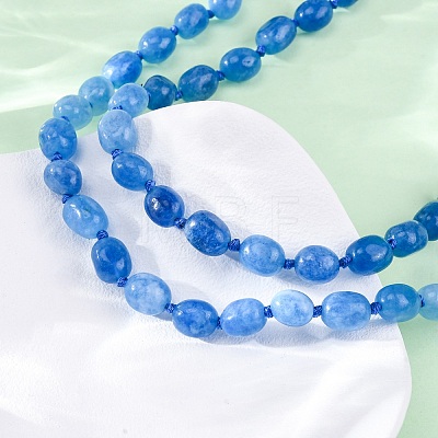 Natural Dyed Malaysia Jade Tumble Stone Nuggets Beaded Long Necklaces for Women NJEW-F340-A06-1