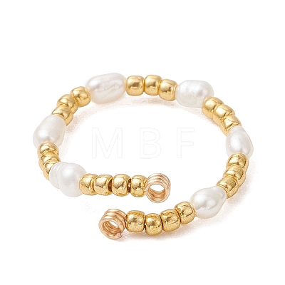 3Pcs Copper Wired Natural Cultured Freshwater Pearl Finger Rings RJEW-JR00995-1