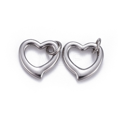 304 Stainless Steel Open Heart Charms STAS-L218-14P-1