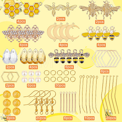 DIY Bee Dangle Earring Making Kit DIY-SC0020-43-1