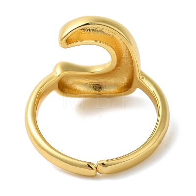 Initials Brass Open Cuff Ring for Women RJEW-N046-02C-G-1