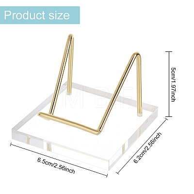 Square Acrylic Base Iron Arm Mineral Specimens Display Easel Stands ODIS-WH0043-26LG-1