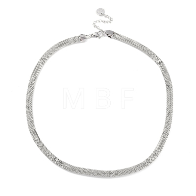 304 Stainless Steel Mesh Chain Necklaces for Women NJEW-C055-04P-1