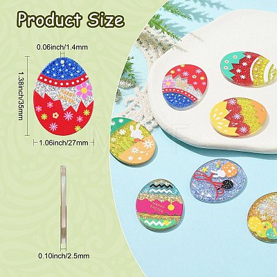 14Pcs 7 Styles Easter Egg Bunny Acrylic Pendants FIND-CJ0001-70-1