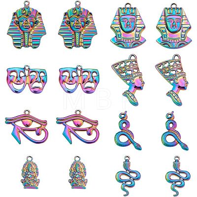 16Pcs 8 Style Plated Alloy Pendants FIND-CA0005-90-1