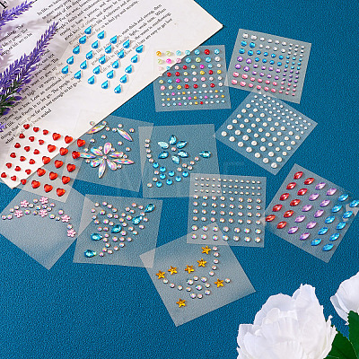 12 Sheets 12 Styles Resin Rhinestone Sticker Sets DIY-TA0004-68-1