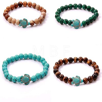 210 Pcs 2 Sizes Synthetic Turquoise Turtle Beads G-NB0001-34-1