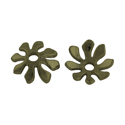 8-Petal Flower Alloy Bead Caps TIBEB-2472-AB-FF-1