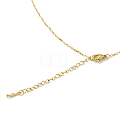 Enamel Flower with Plastic Pearl Pendant Necklace NJEW-M199-06G-1