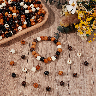 500Pcs 5 Colors Maple Wood Beads WOOD-GF0002-47-1