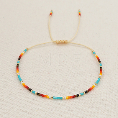 Glass Seed Heishi Braided Bead Bracelet for Women KM8576-1