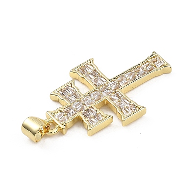 Religion Brass Micro Pave Clear Cubic Zirconia Pendants KK-B177-03G-01-1
