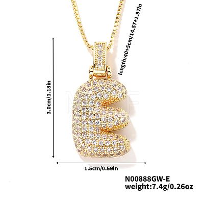 Elegant Brass Micro Pave Clear Cubic Zirconia 3D Initial Necklaces DV4415-4-1