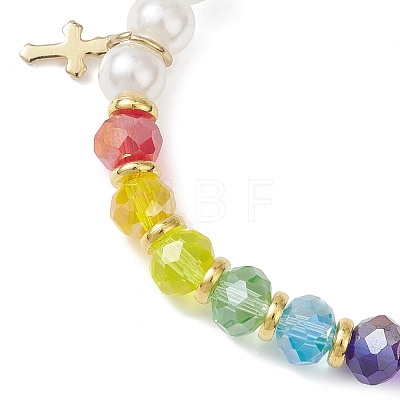Chakra 304 Stainless Steel Tiny Cross Charm Bracelets BJEW-JB12834-1