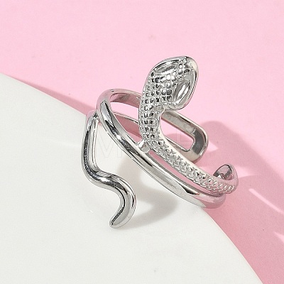 304 Stainless Steel Cuff Open Rings for Women RJEW-L341-01B-P-1