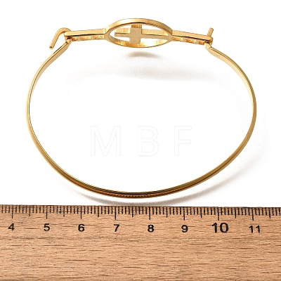 304 Stainless Steel Flat Round Link Bangles for Women BJEW-R014-01G-03-1