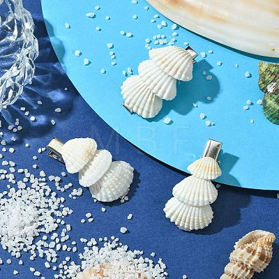 Sea Shell with Iron Alligator Hair Clips PHAR-JH00104-01-1