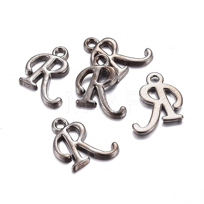 Gunmetal Plated Alloy Letter Pendants PALLOY-J718-01B-R-1