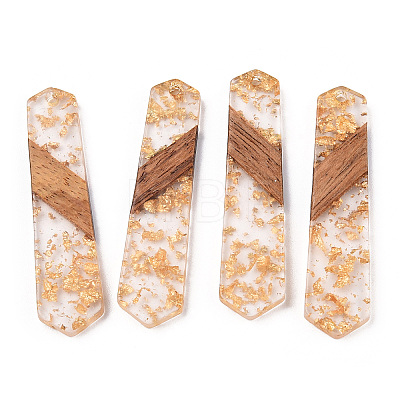 Transparent Resin & Walnut Wood Pendants RESI-T009-03-A01-1