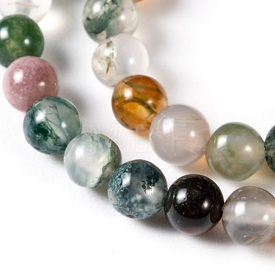 Round Natural Indian Agate Beads Strands X-G-S122-6mm-1