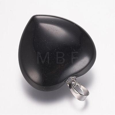 Natural Black stone  Gemstone Pendants G-E338-10B-1