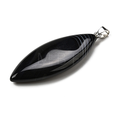Natural Black Banded Agate(Dyed & Heated) Big Pendants G-F820-06P-1