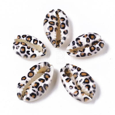 Printed Natural Cowrie Shell Beads SSHEL-R047-01-B02-1