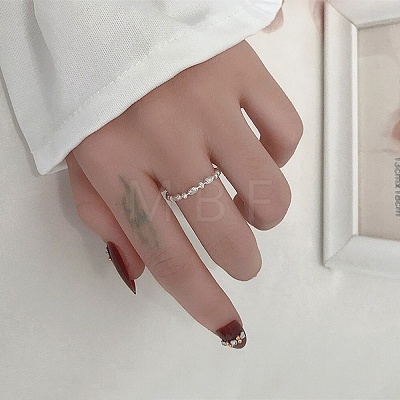 925 Sterling Silver Dangle Slider Finger Ring for Girl Women RJEW-C006-03S-1